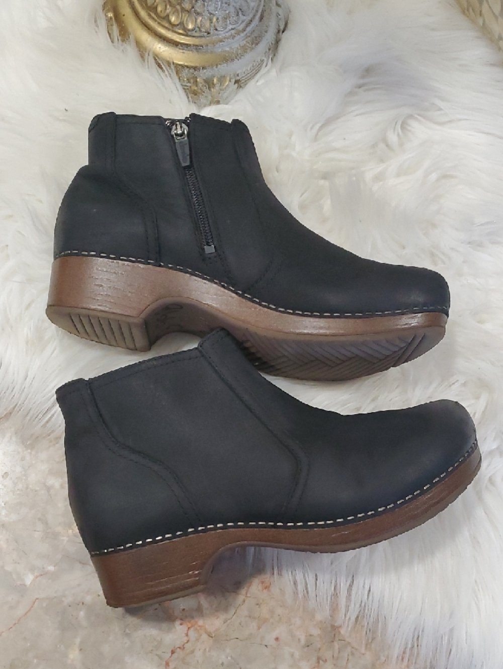 Dansko Black Leather Ankle Booties with Side Zip Closure - Picture 14 of 16